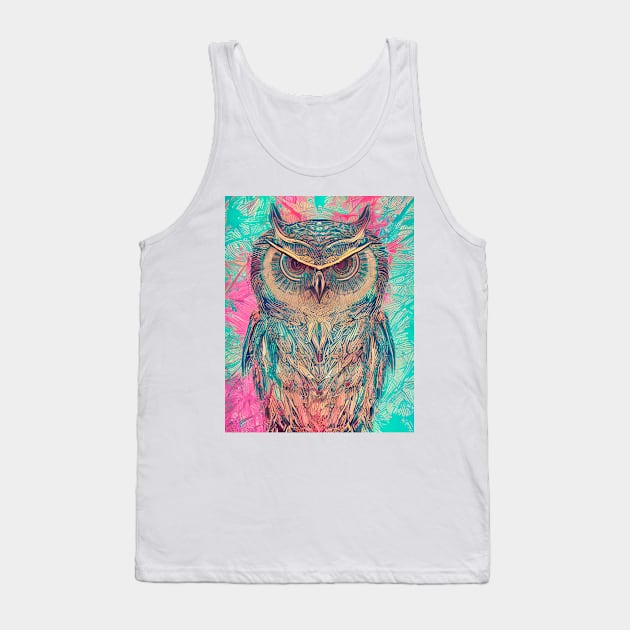 Artistic Owl Tank Top by FlippinTurtles